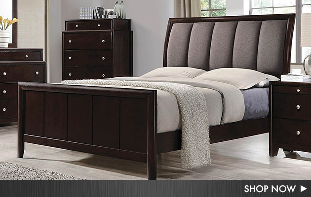 Dark Merlot Queen Upholstered Bed