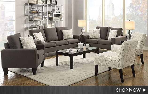 Grey Sofa, Loveseat & Chair