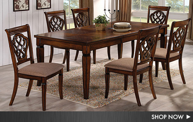 Oak Dining Table w/ Extension Leaf & 6 Side Chairs